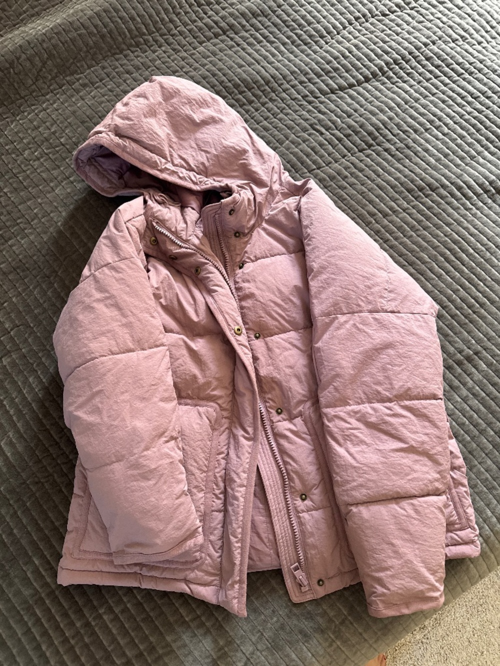 Madewell Holland Puffer Jacket Faded Fig Purple Size Medium